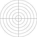 Illustration of a polar graph/grid that is marked, but not labeled, in 90&deg; increments and units marked to 6.