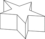Side view of a non-regular decagonal prism in the shape of a star. Then ends/bases are made of star-shaped decagons and the faces are squares.
