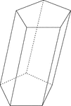 Illustration of a skewed pentagonal prism. The prism is non-right. The hidden edges are shown.