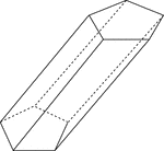 Illustration of a skewed pentagonal prism. The prism is non-right. The hidden edges are shown.