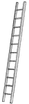 Illustration of a ladder that is not perpendicular to the ground. If it is set on the ground and leaned toward a building, it will form the hypotenuse of a right triangle.
