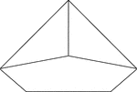 Illustration of a right pentagonal pyramid viewed from below. The base is an pentagon and the faces are isosceles triangles.