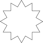 Illustration of a closed concave geometric figure with 24 sides in the shape of a 12-point star.