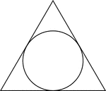 Illustration of an equilateral triangle circumscribed about a circle. This can also be described as a circle inscribed in an equilateral triangle.