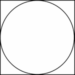 Illustration of a square circumscribed about a circle. This can also be described as a circle inscribed in a square.