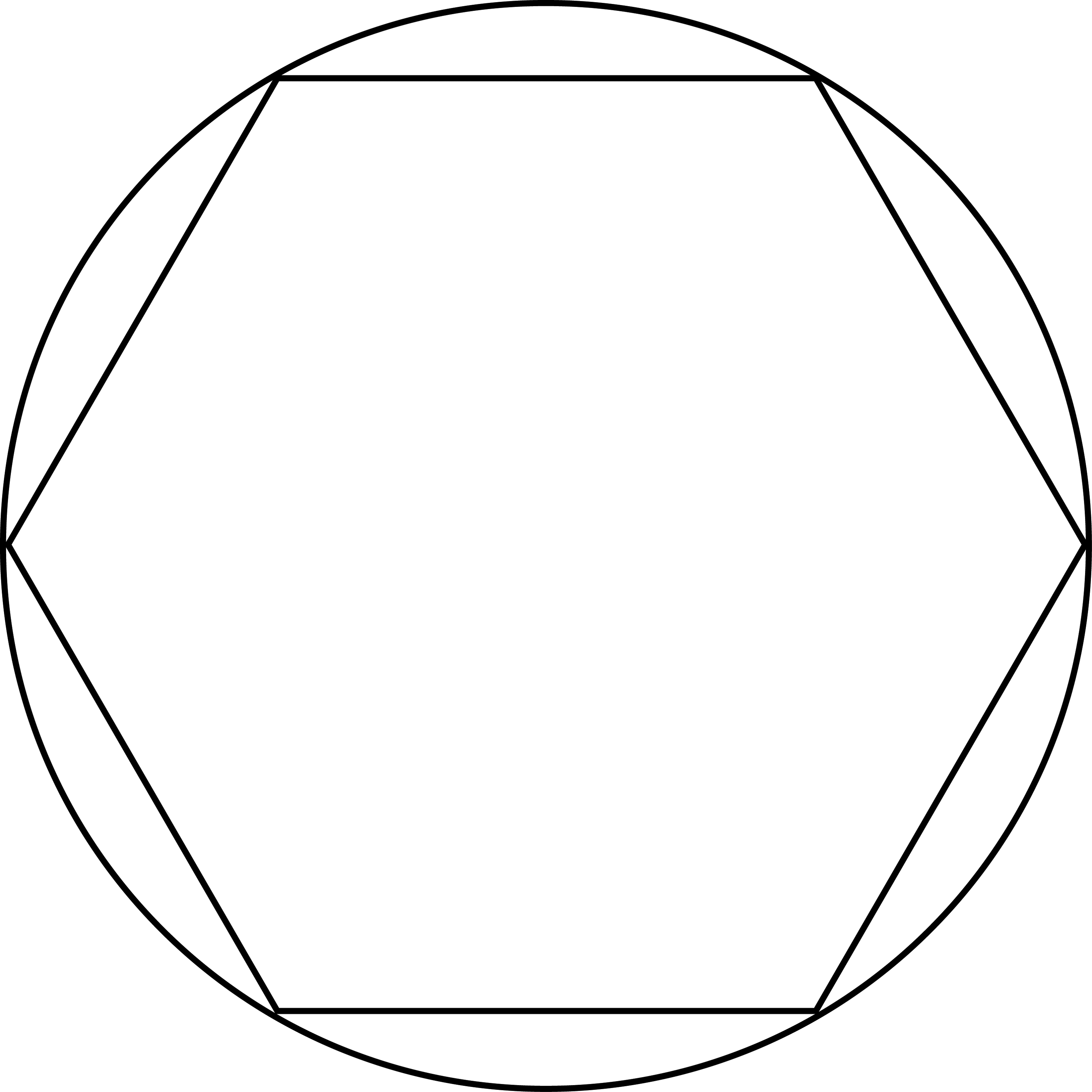 Правильный шестиугольник в окружности