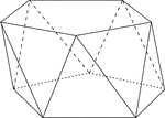 Illustration of a skewed (non-right) pentagonal antiprism. An antiprism is formed by having two parallel congruent bases connected by an alternating band of triangles. The bases in this illustration are pentagons.