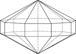 Illustration of an elongated nonagonal dipyramid that is formed by elongating a nonagonal bipyramid by inserting a nonagonal prism between the two congruent halves.
