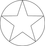 Illustration of a 5-point star inscribed in a circle. This can also be described as a circle circumscribed about a 5-point star.