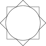 Illustration of an 8-point star (convex polygon) circumscribed about a circle. This can also be described as a circle inscribed in an 8-point star, or convex polygon.