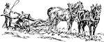 Farmer plowing with two horses.