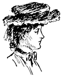 Woman with hat, right profile.