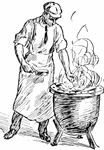 Man with boiling kettle.