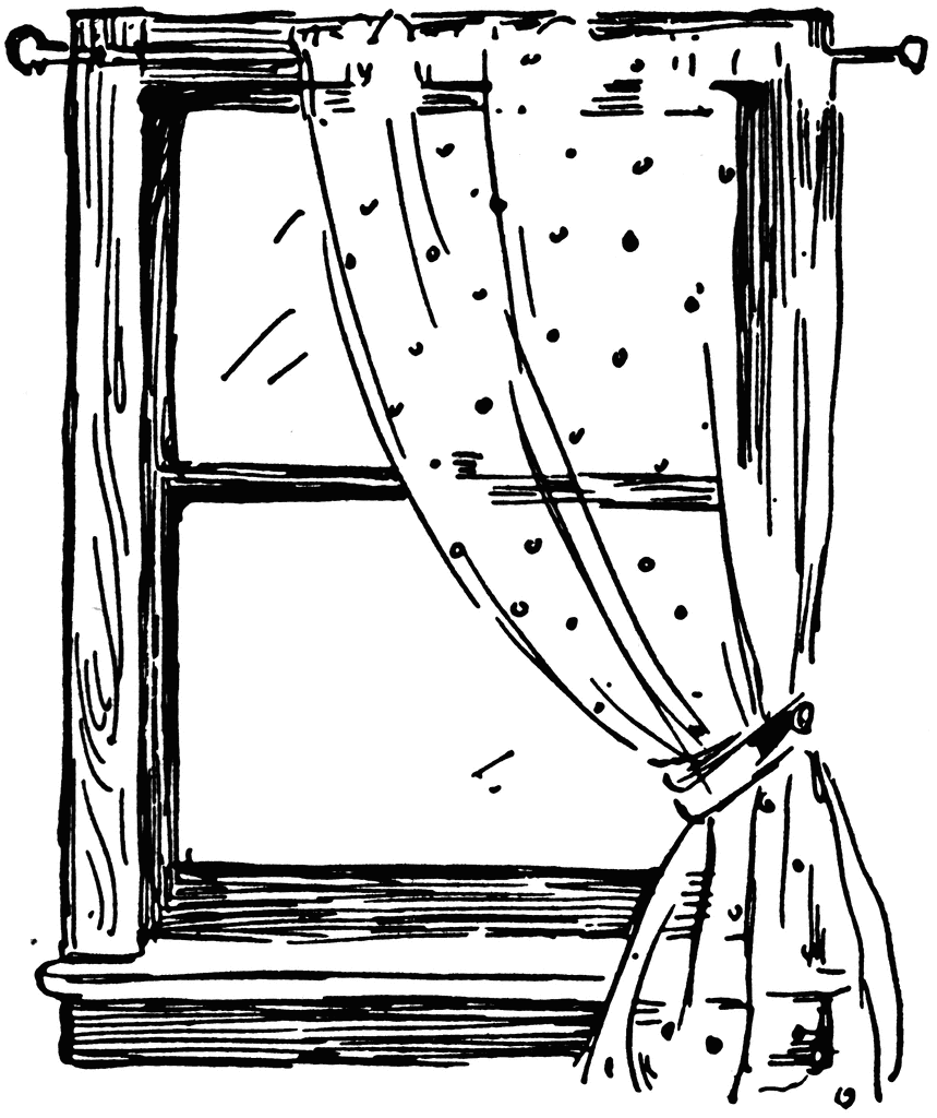 Cartoon Windows With Curtain Clip Art Curtains Drawn Window Stock