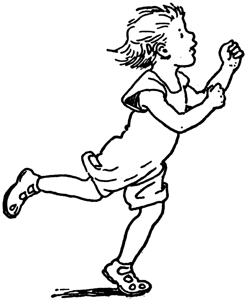 children running away clipart