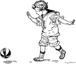 A boy playing with a ball.