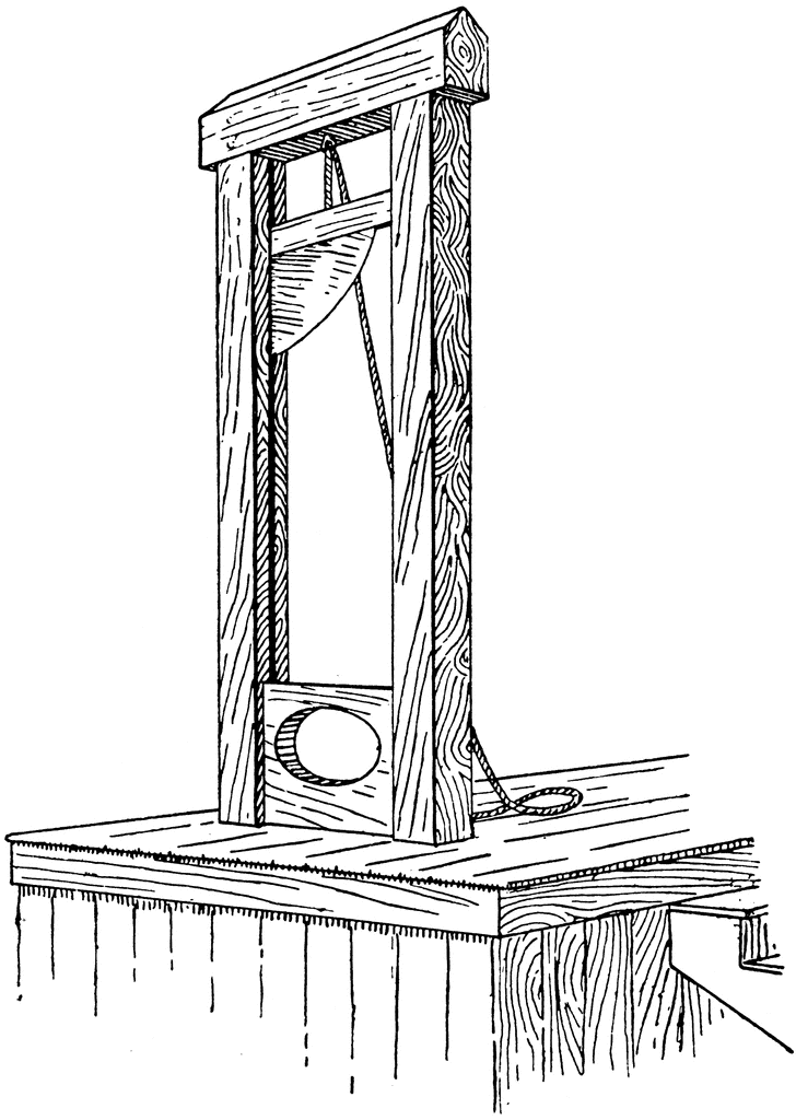 Guillotine Drawing - Me, tears in my eyes, hauling the guillotine out