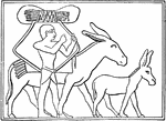"Donkey carrying a load of grain sheaves in the Pyramid Age." -Breasted, 1914.