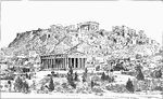 "The Temple of Theseus, the Areopagus, and the Acropolis of Athens." -Breasted, 1914