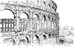 "Roman amphitheater at Pola, Dalmatia." -Breasted, 1914