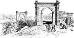 "Roman bridge at St. Chamas in Southern France." -Breasted, 1914