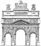 The Roman Triumphal Arch in Orange, France. The image shows how it originally looked.