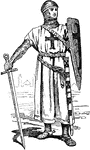 The costume of a knight of the First Crusade.