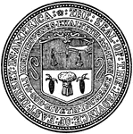 The seal of the eastern part of the New Jersey colony.