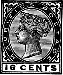 Mauritius Stamp (16 cents) from 1885