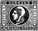 Buenos Ayres Stamp (4 reales) from 1860