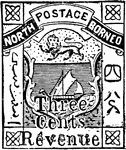 British North Borneo Revenue Stamp (3 cents) from 1886