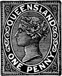 Queensland Stamp (1 penny) from 1882-1889