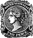 South Australia Stamp (2 pence) from 1867-1868