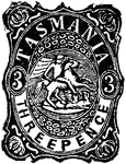 Tasmania Revenue Stamp (3 pence) from 1882