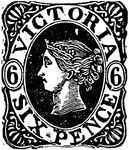 Victoria Stamp (6 pence) from 1862-1863