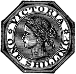 Victoria Stamp (1 shilling) from 1864-1865