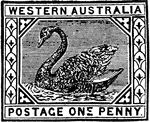 Western Australia Stamp (1 penny) from 1890-1893