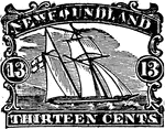 New Foundland Stamp (13 cents) from 1865-1868