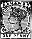 Bahamas Stamp (1 penny) from 1884