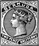 Bermuda Stamp (2 pence halfpenny) from 1884-1886