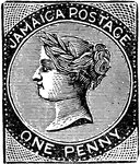 Jamaica Stamp (1 penny) from 1858-1863