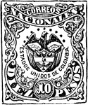 Colombian Republic Stamp (10 pesos) from 1870-1876