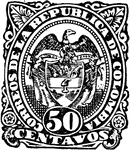Colombian Republic Stamp (50 centavos) from 1888-1889