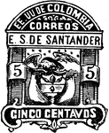 Santander, Colombian Republic Stamp (5 centavos) from 1886