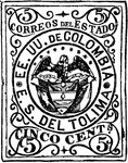 Tolima, Colombian Republic Stamp (5 centavos) from 1871