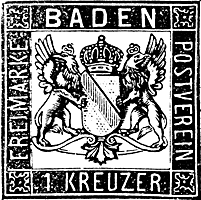 Baden 1 Kreuzer Stamp, 1862-1864