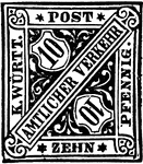 W&uuml;rtemberg Official Stamp (10 pfennig) from 1881
