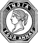India Stamp (4 annas) from 1854