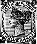 India Stamp (12 annas) from 1876