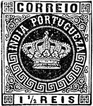 Portuguese Indies Stamp (1-1/2 reis) from 1882